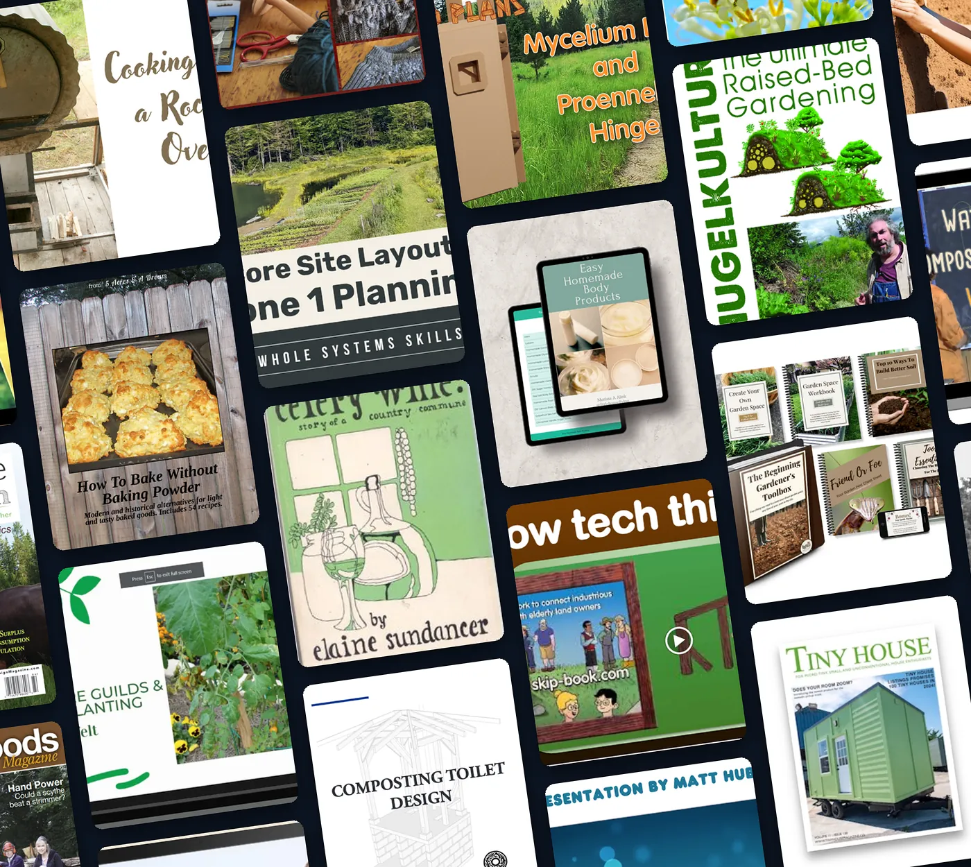 Covers of the eBooks, plans, movies, webinars and magazines in the bundle
