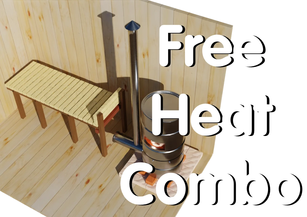 3D sauna and rocket heater illustration from the Free Heat collection