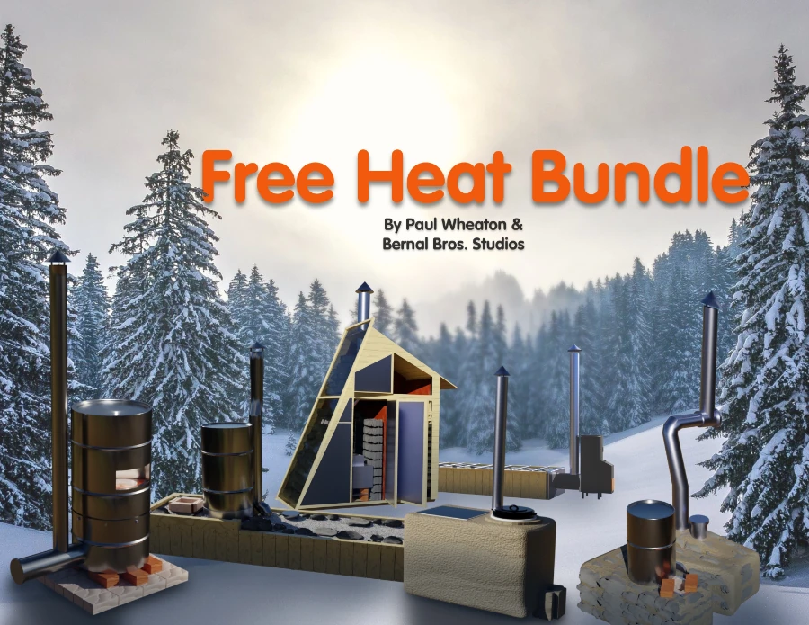 Free Heat plans bundle cover with rocket heater and sauna designs