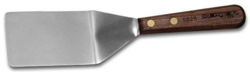 stainless steel spatula with flat edge and rounded corners